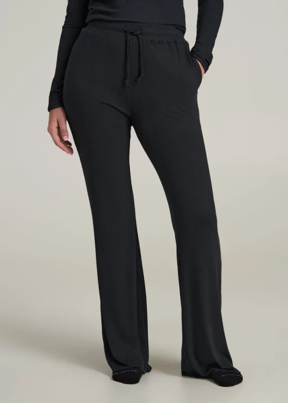 Ribbed Flare Pants for Tall Women in Black sold by American Tall