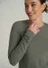 Lightweight Ribbed Cropped Lounge Shirt for Tall Women in Camper Green sold by American Tall