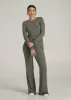 Lightweight Ribbed Cropped Lounge Shirt for Tall Women in Camper Green sold by American Tall
