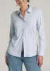Slub Knit Button Up Women's Tall Shirt in Light Blue sold by American Tall