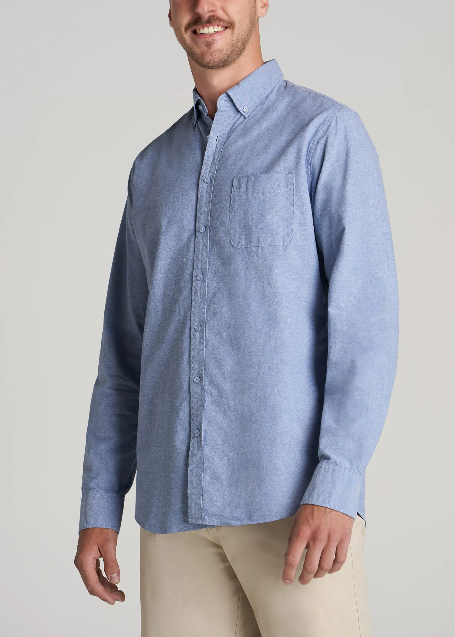 Washed Oxford Shirt for Tall Men in Dark Sky Blue sold by American Tall product image thumbnail 3