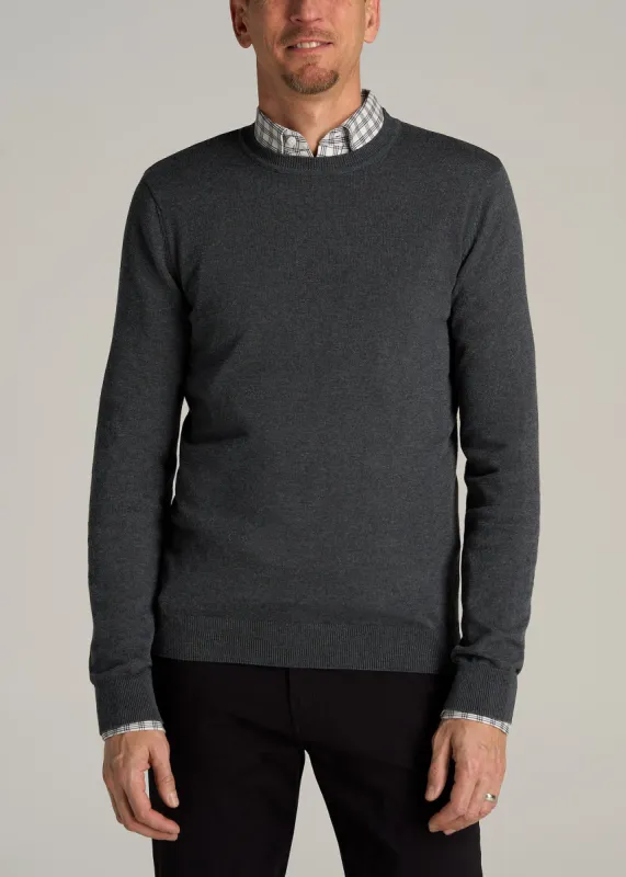 Everyday Crewneck Tall Men's Sweater in Charcoal Mix sold by American Tall