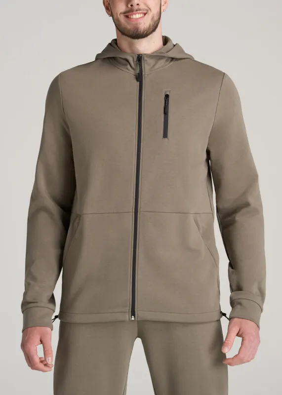 Tall Men's Tech-Knit Long Track Jacket in Deep Taupe sold by American Tall