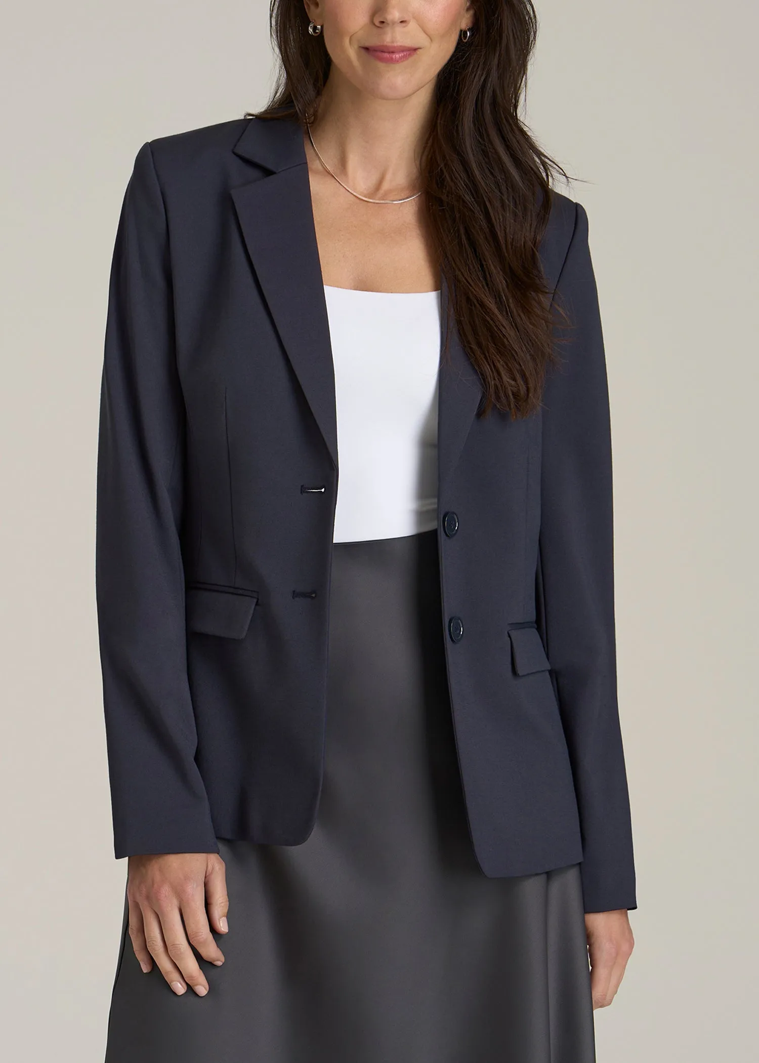 SLIM-FIT Two Button Blazer for Tall Women in Navy sold by American Tall