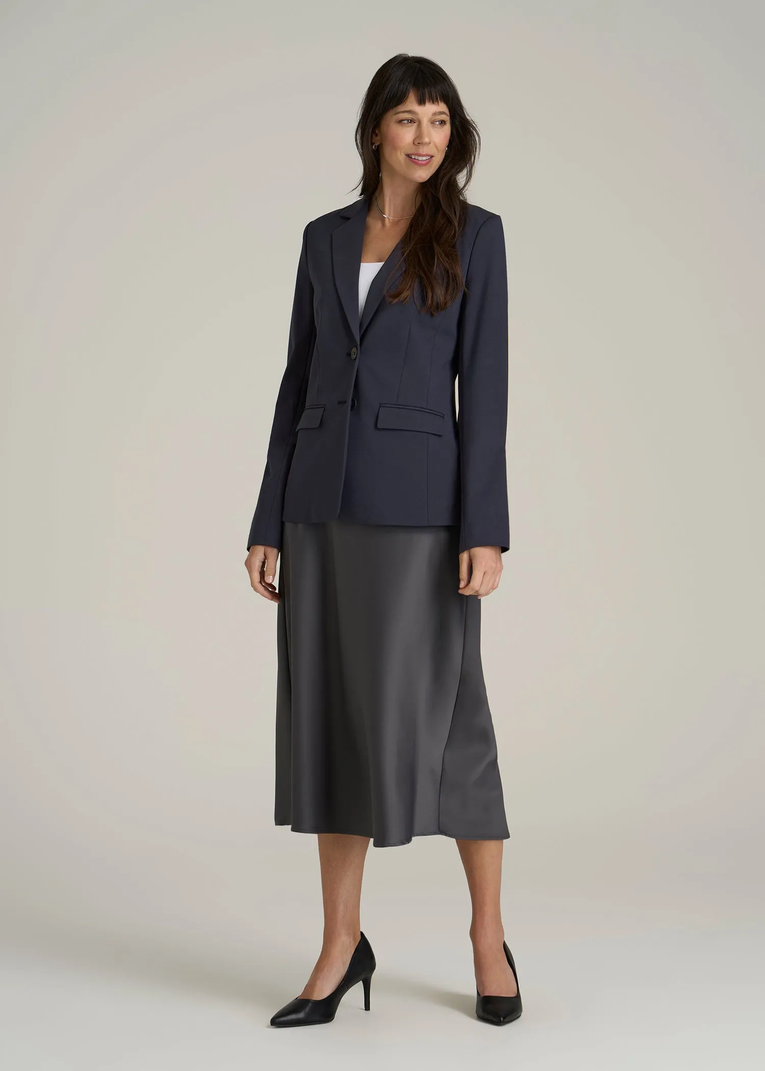 SLIM-FIT Two Button Blazer for Tall Women in Navy sold by American Tall product image thumbnail 4