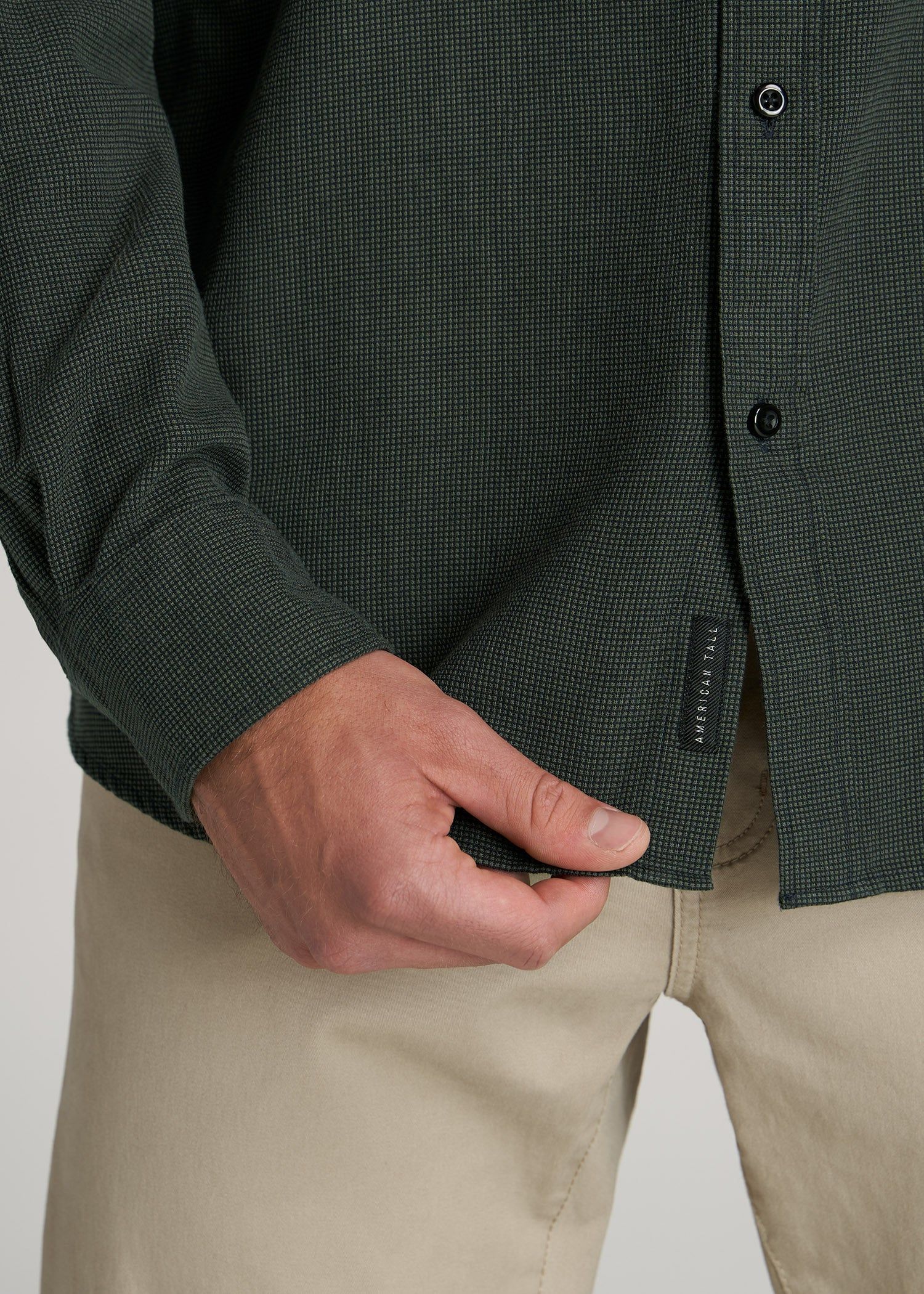 Soft-Wash Button-Up Shirt for Tall Men in Malachite Green Dobby sold by American Tall product image thumbnail 2