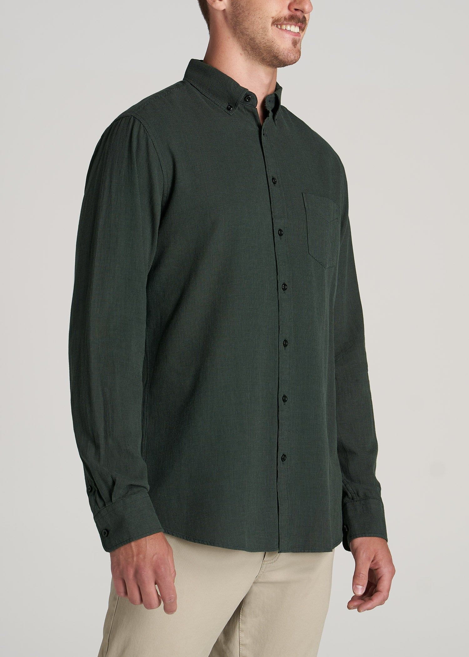 Soft-Wash Button-Up Shirt for Tall Men in Malachite Green Dobby sold by American Tall product image thumbnail 3