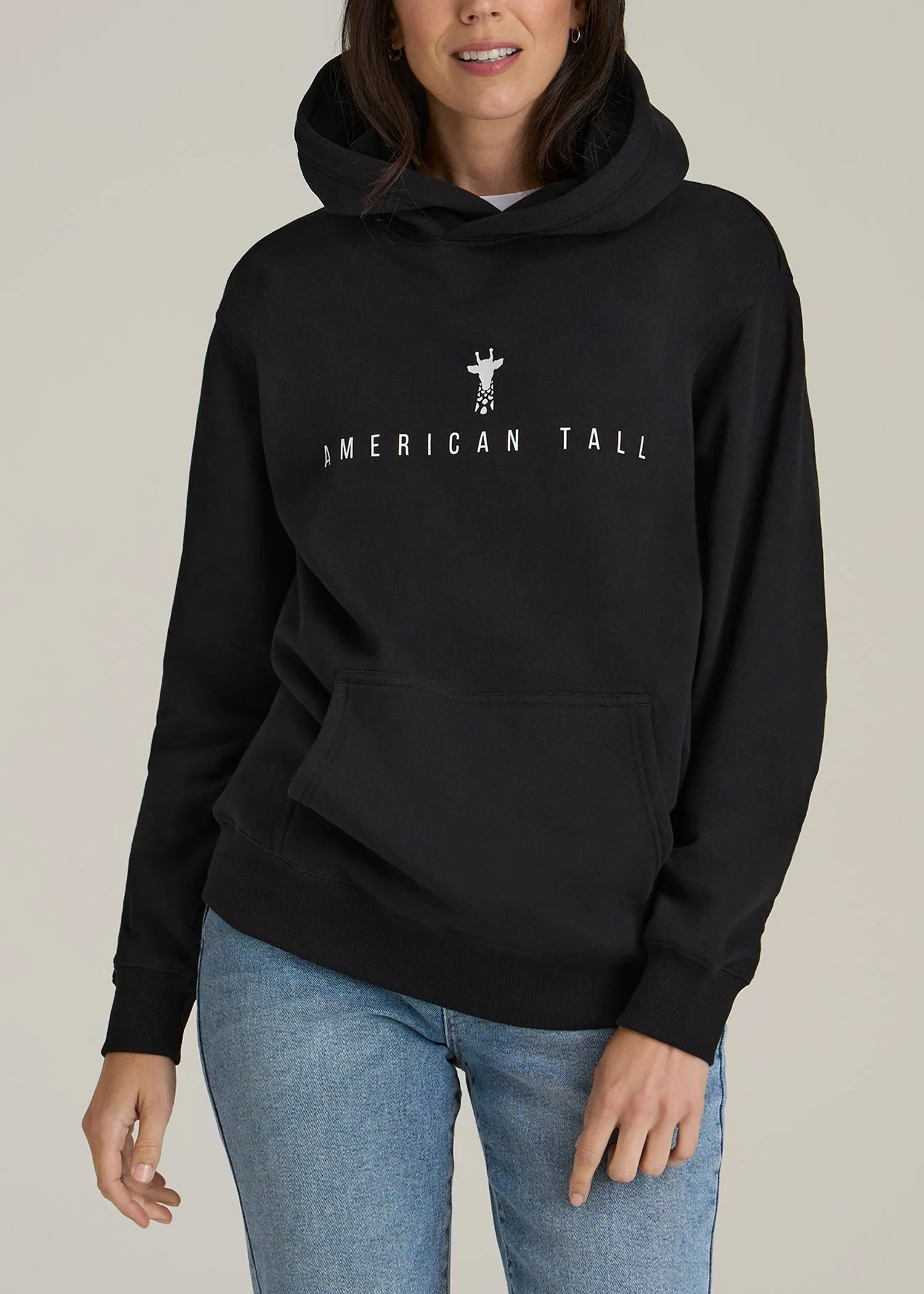 Regular Corporate Logo Hoodie for Women in Black sold by American Tall