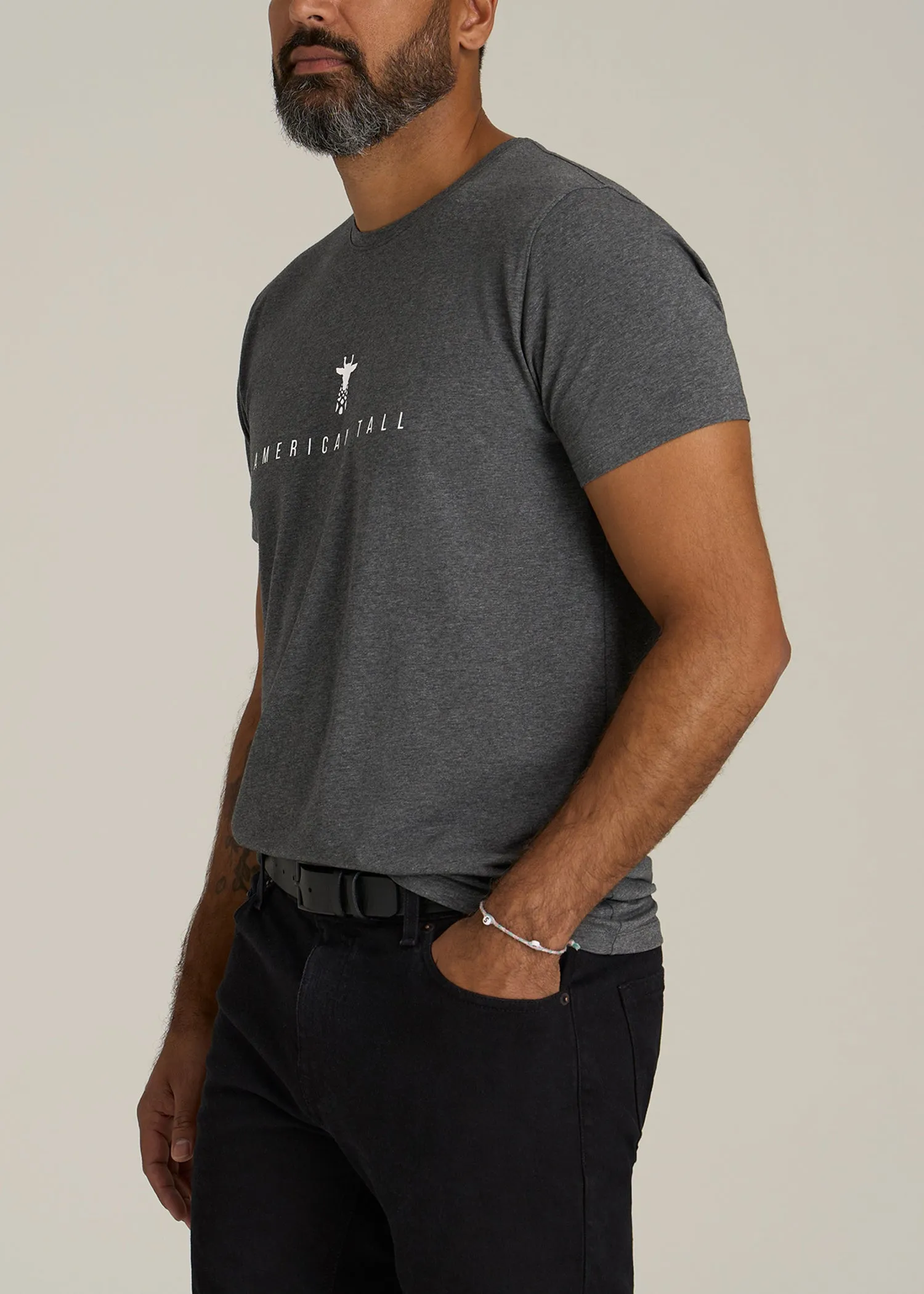 Regular Corporate Logo Tee for Men in Charcoal Mix sold by American Tall product image thumbnail 3