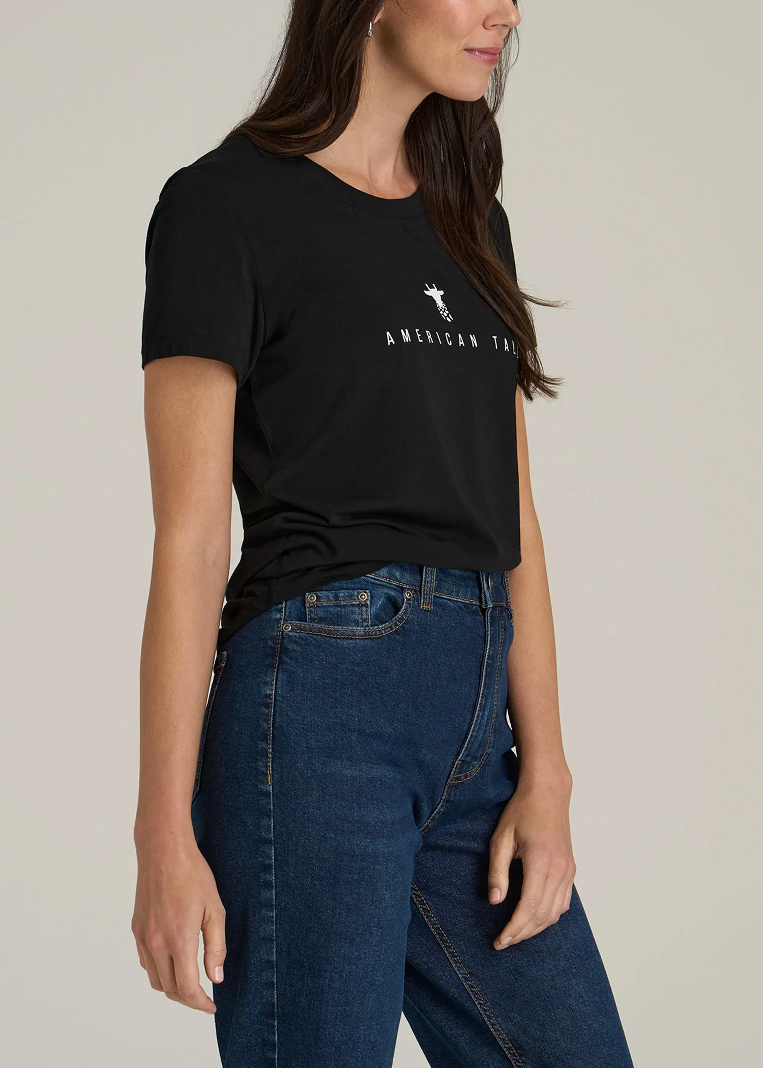 Regular Corporate Logo Tee for Women in Black sold by American Tall product image thumbnail 3