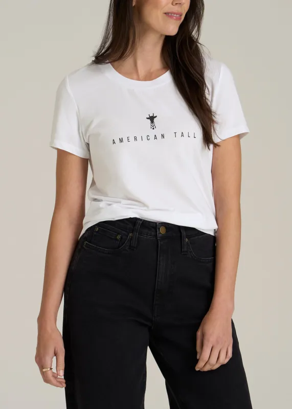 Regular Corporate Logo Tee for Women in Black sold by American Tall