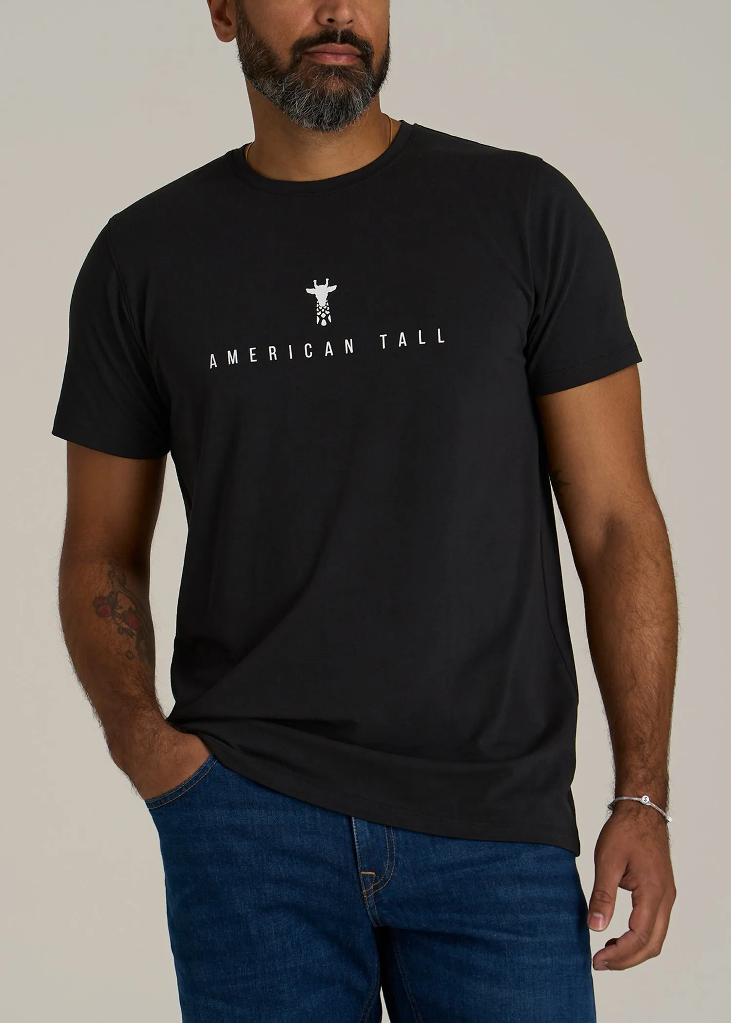 Logo Tee for Tall Men in Black sold by American Tall