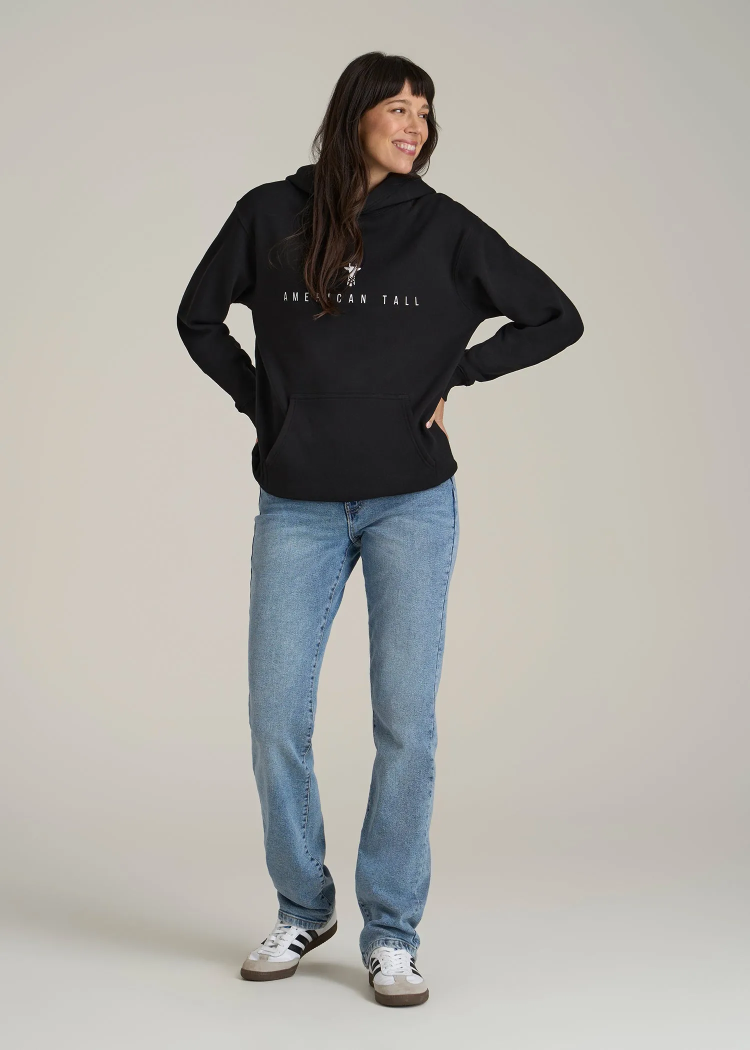 Logo Hoodie for Tall Women in Black sold by American Tall product image thumbnail 4