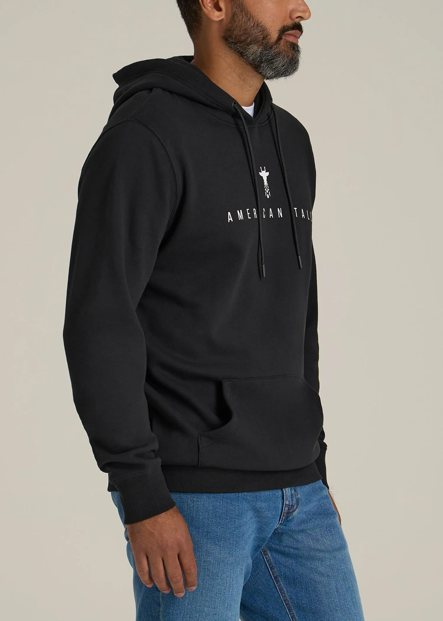 Logo Hoodie for Tall Men in Black sold by American Tall product image thumbnail 3