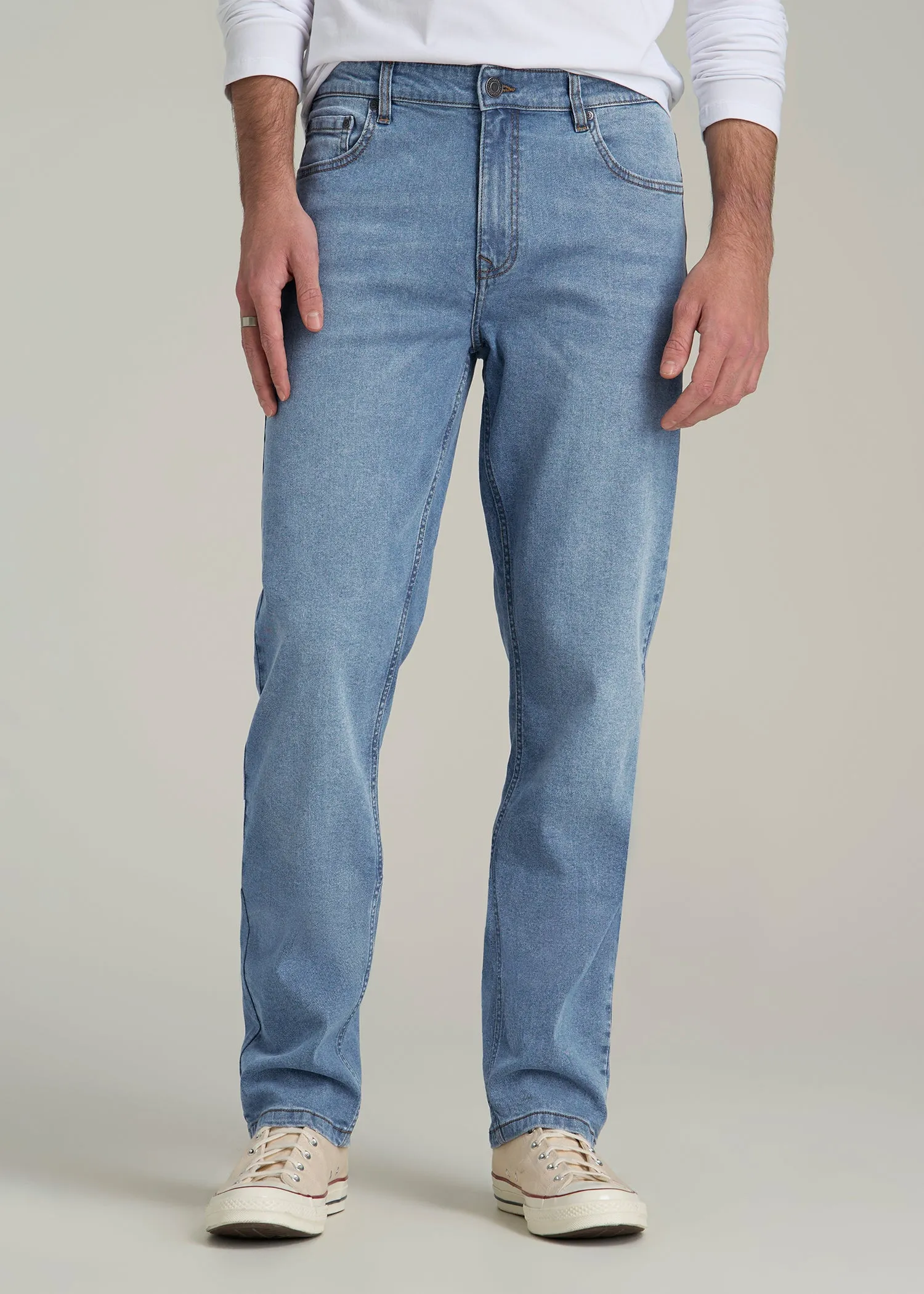 A.T. Basics Men's J1 Straight Fit Jeans for Tall Men in Tufts Blue sold by American Tall