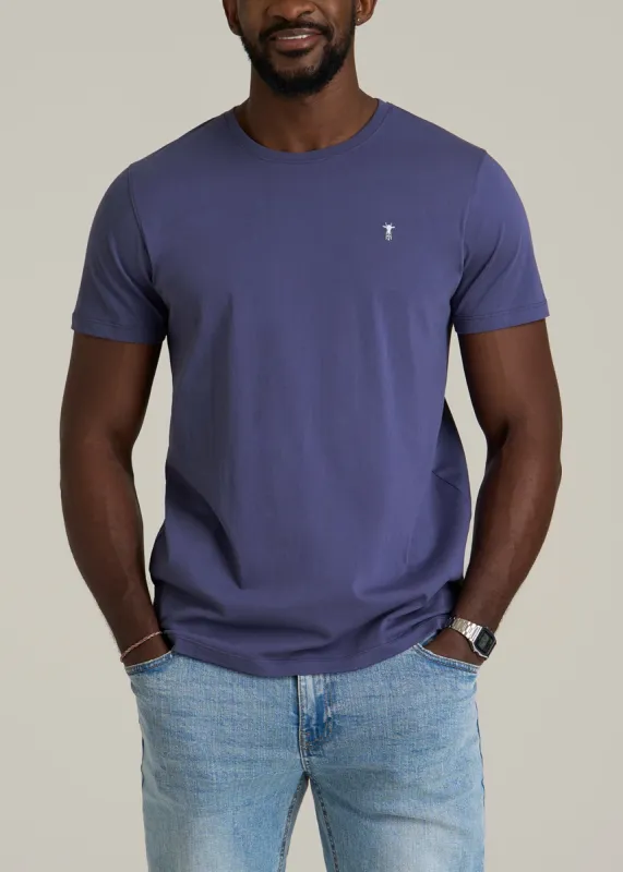MODERN-FIT Embroidered Logo Crewneck T-Shirt for Tall Men in Future Dusk sold by American Tall
