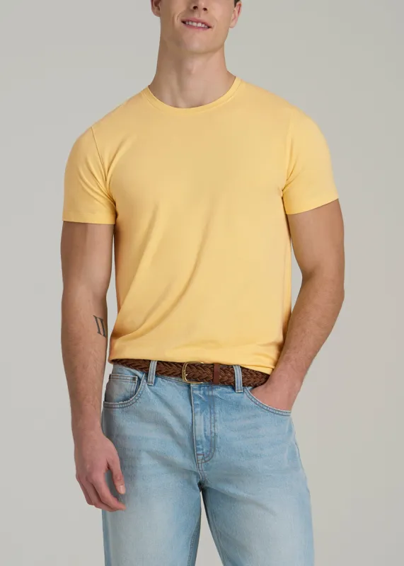 The Essential MODERN-FIT Crewneck Tee for Tall Men in Lemon Drop sold by American Tall