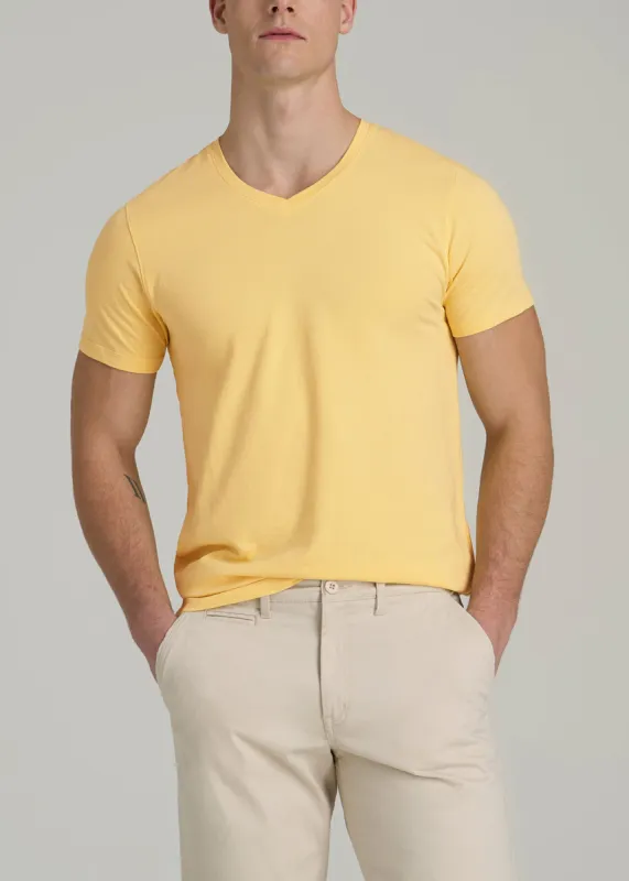 The Essential MODERN-FIT V-Neck Tee for Tall Men in Lemon Drop sold by American Tall