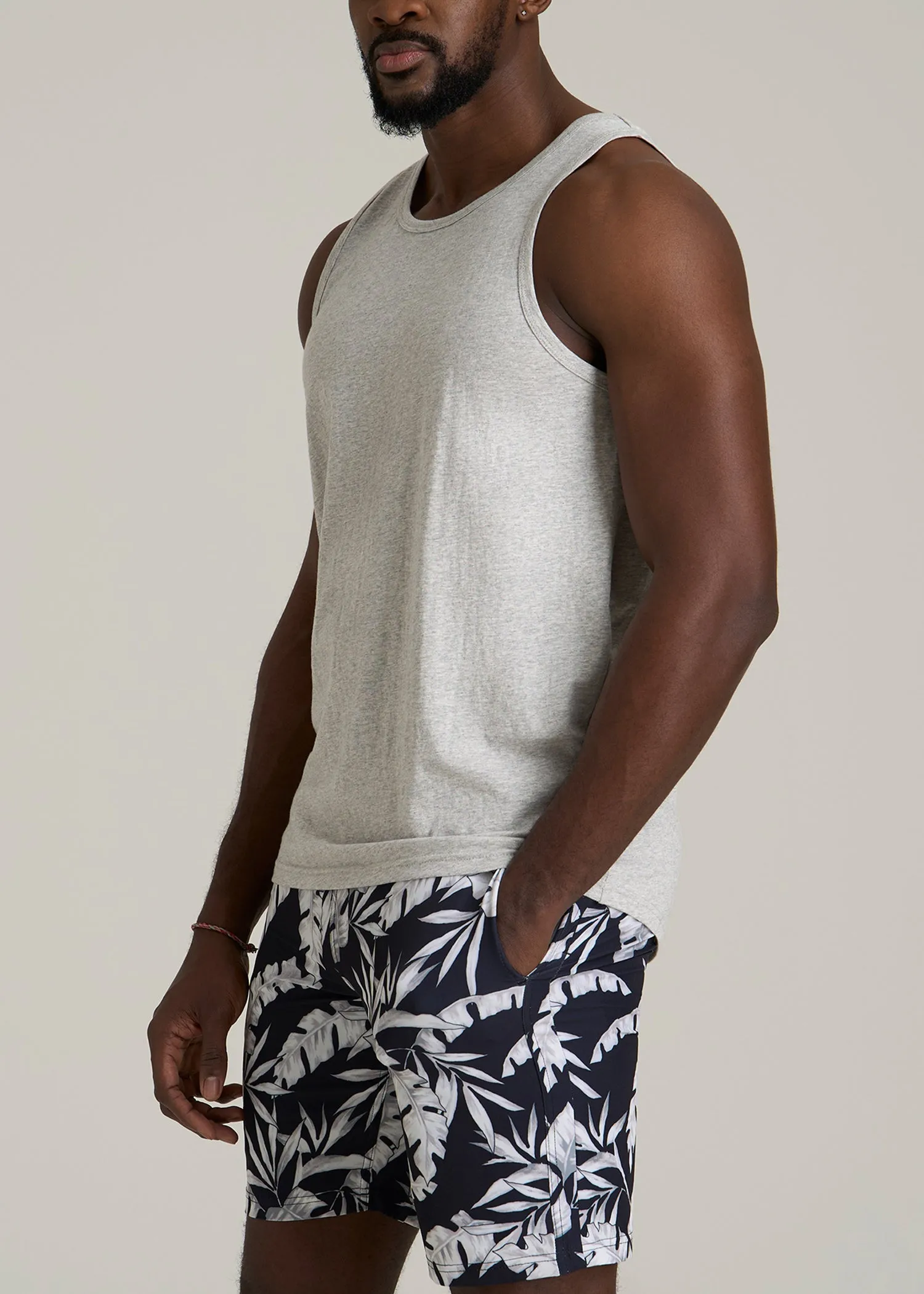 The Essential Beach Tank for Tall Men in Grey Mix - Men's Tall Tank Tops sold by American Tall product image thumbnail 3