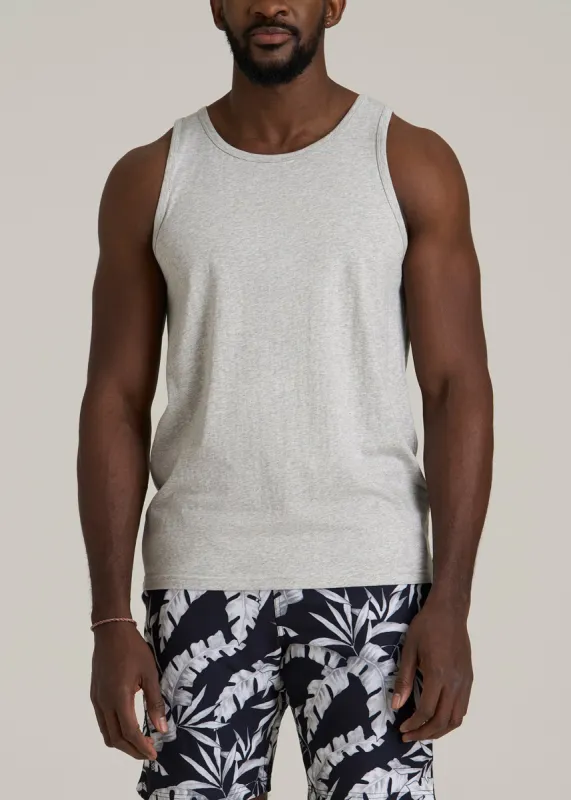 The Essential Beach Tank for Tall Men in Grey Mix - Men's Tall Tank Tops sold by American Tall