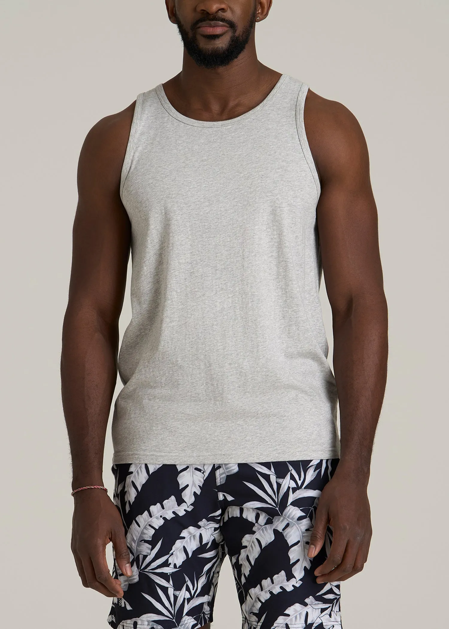 The Essential Beach Tank for Tall Men in Grey Mix - Men's Tall Tank Tops sold by American Tall
