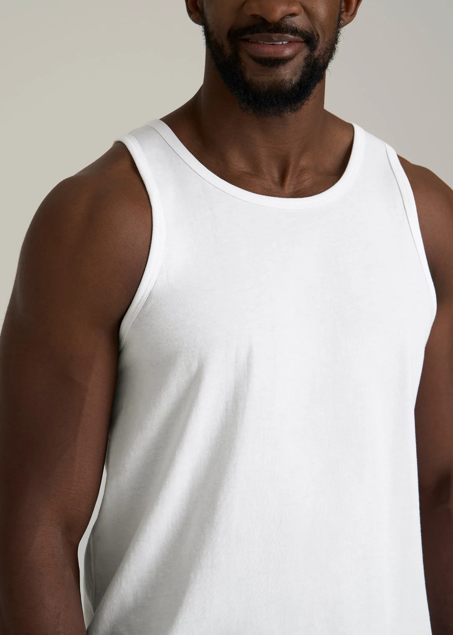 The Essential Beach Tank for Tall Men in White sold by American Tall product image thumbnail 2