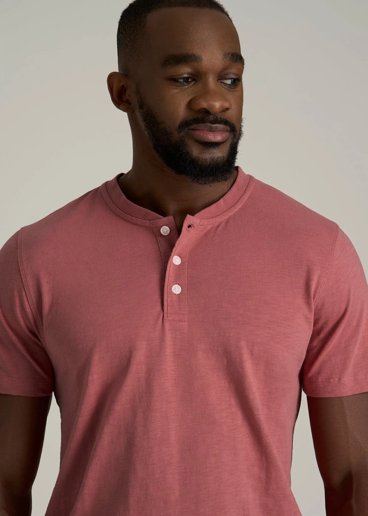 Sunwashed Short Sleeve Slub Henley for Tall Men in Dusty Cedar sold by American Tall product image thumbnail 2