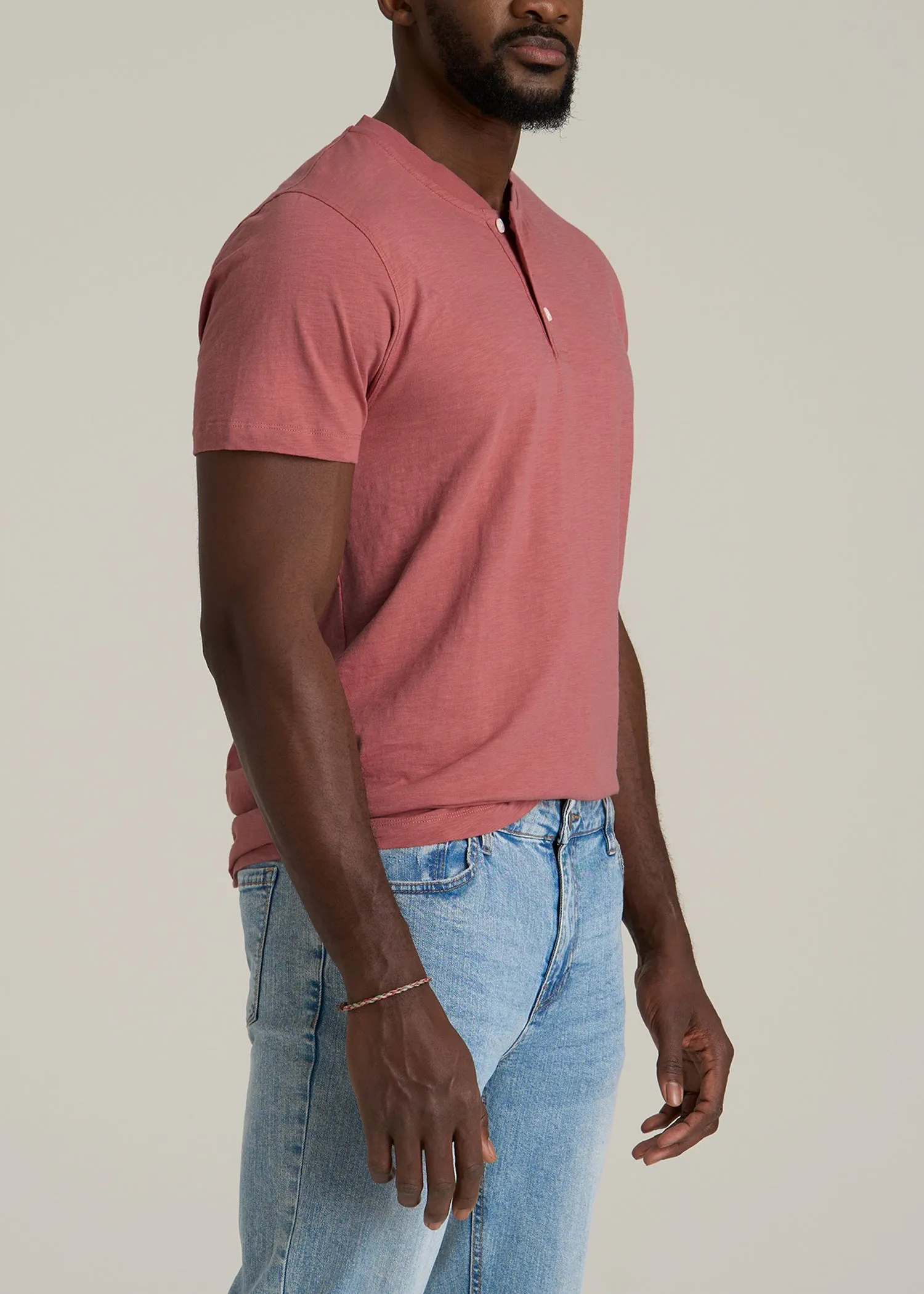 Sunwashed Short Sleeve Slub Henley for Tall Men in Dusty Cedar sold by American Tall product image thumbnail 3