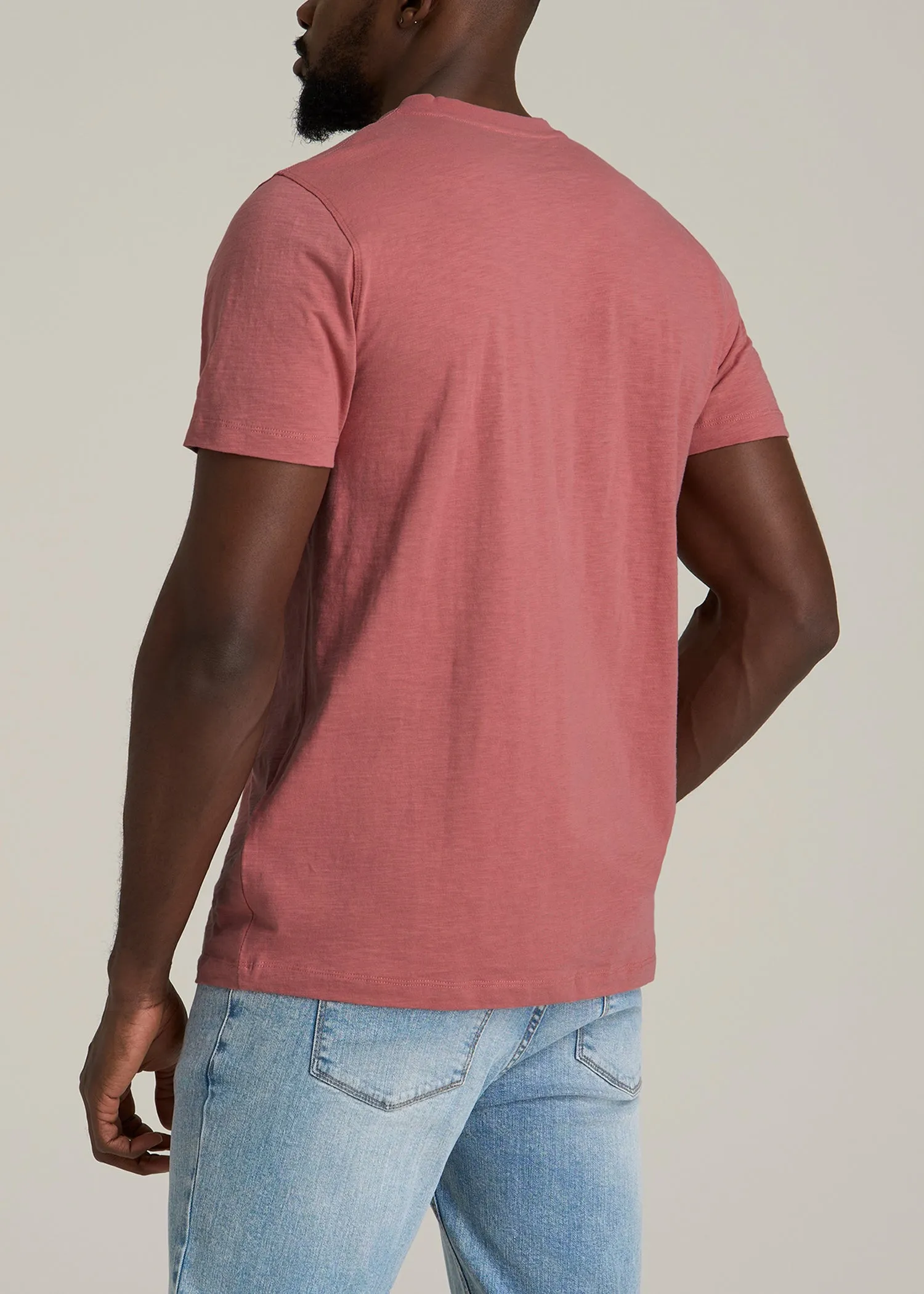 Sunwashed Short Sleeve Slub Henley for Tall Men in Dusty Cedar sold by American Tall product image thumbnail 5