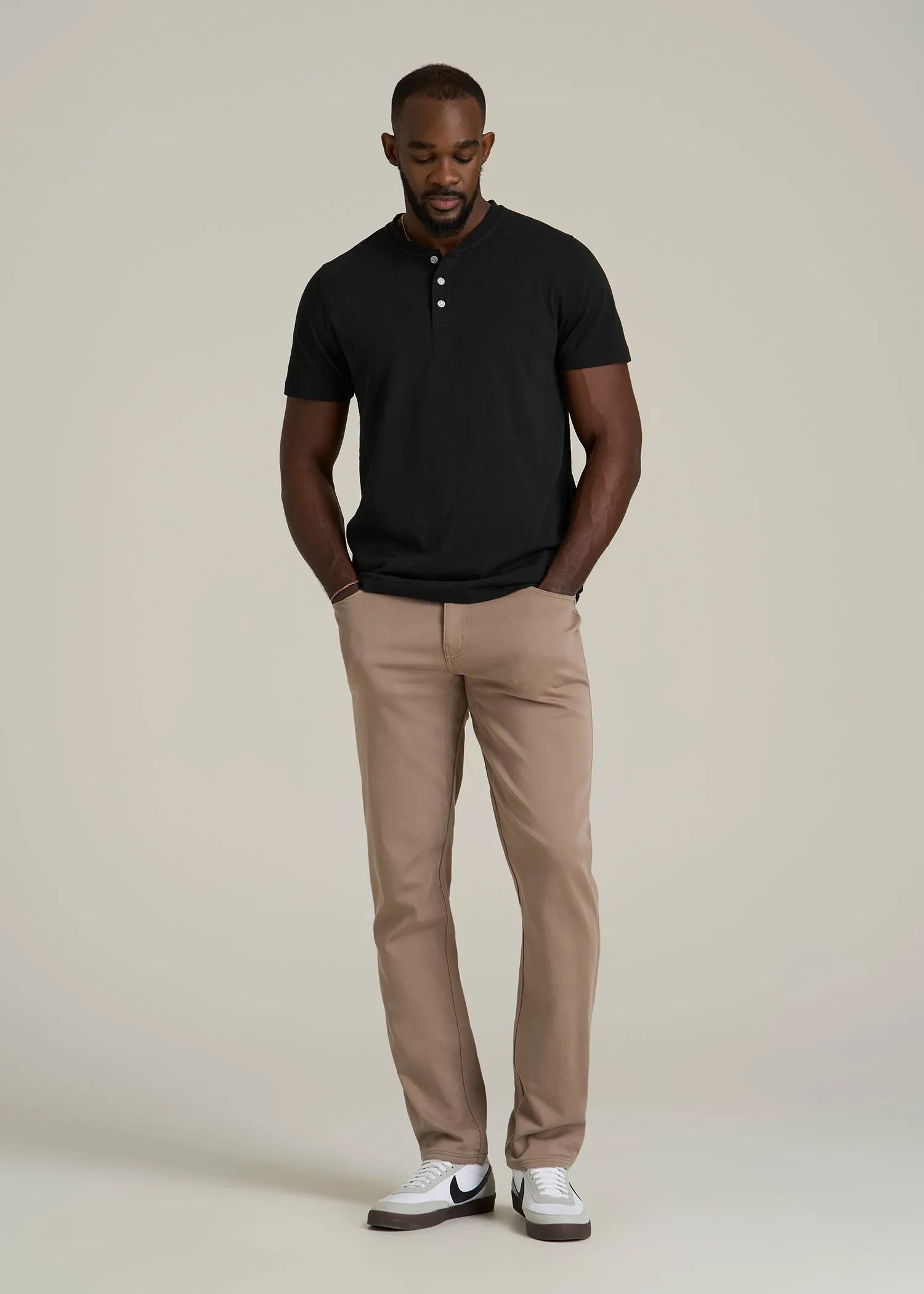 Sunwashed Short Sleeve Slub Henley for Tall Men in Black sold by American Tall product image thumbnail 4