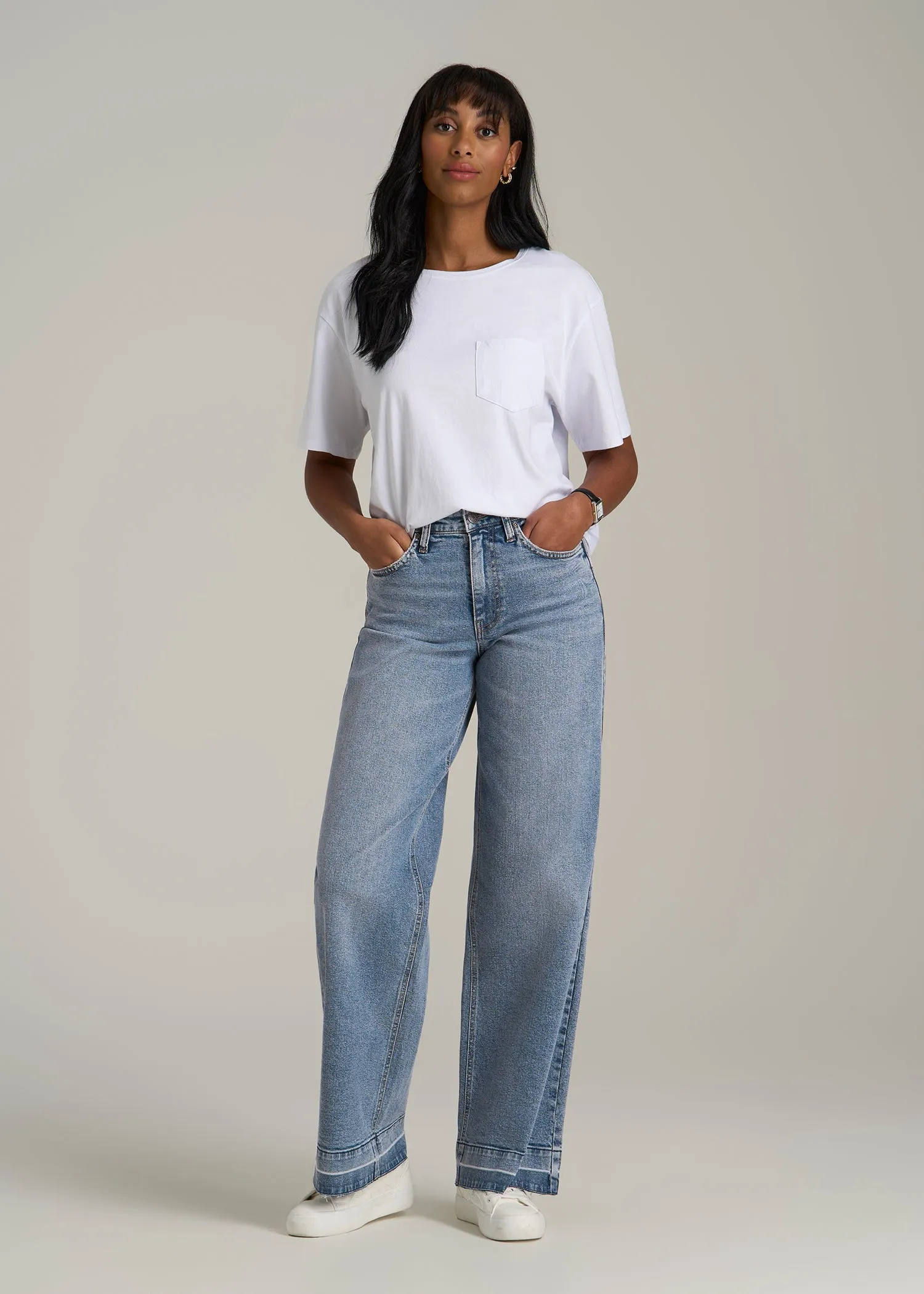 Luna High-Rise Wide-Leg Jeans for Tall Women in Perfect Blue sold by American Tall product image thumbnail 4