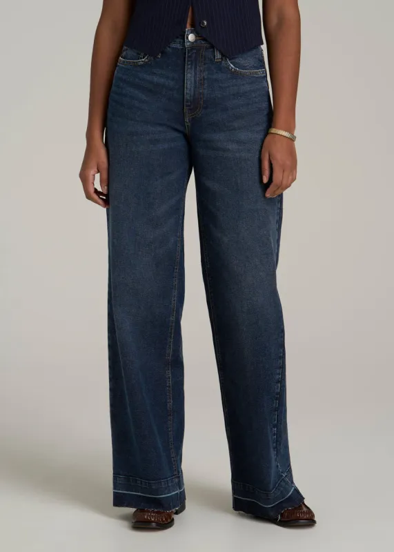 Luna High-Rise Wide-Leg Jeans for Tall Women in Faded Dark Indigo sold by American Tall