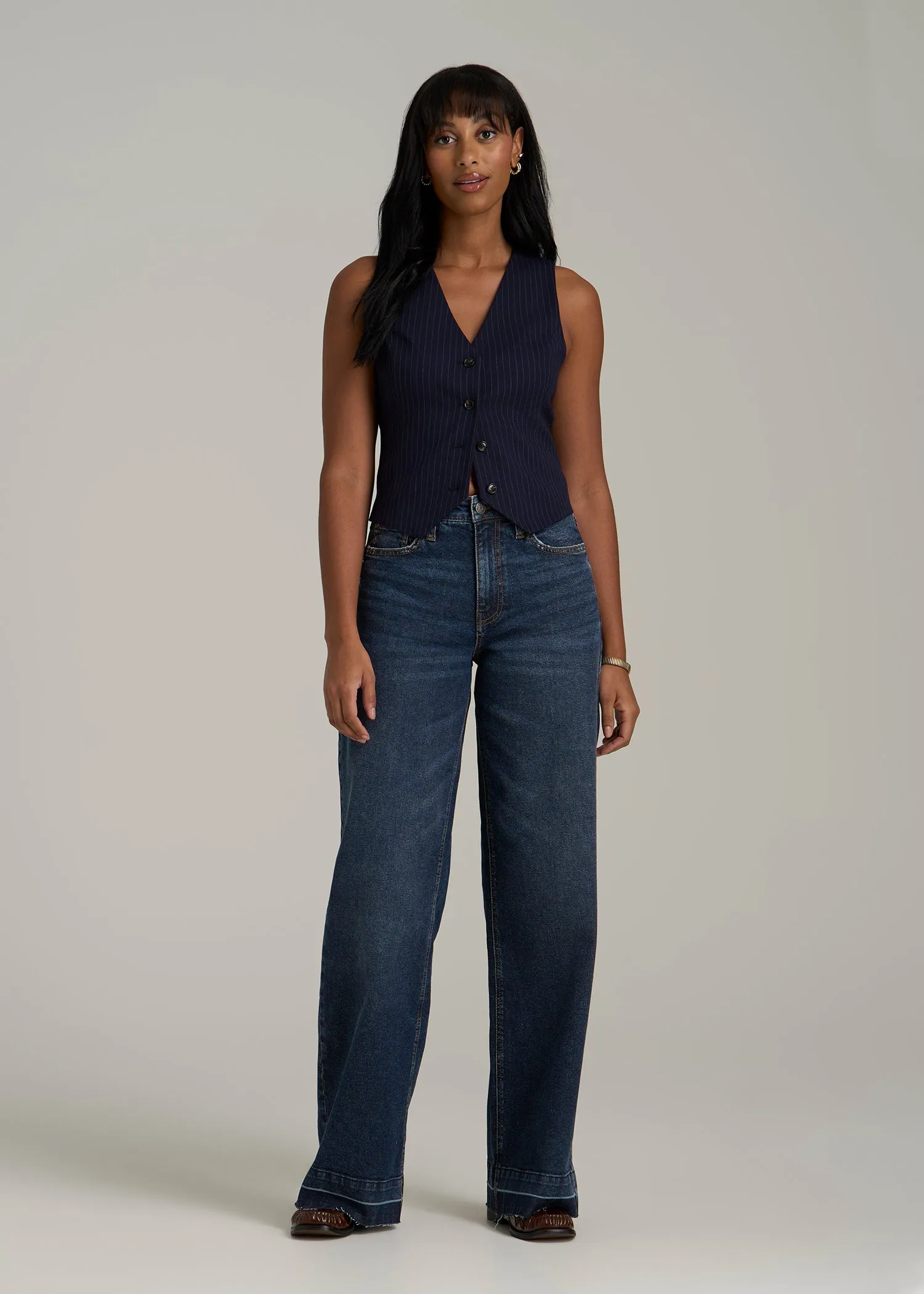 Luna High-Rise Wide-Leg Jeans for Tall Women in Faded Dark Indigo sold by American Tall product image thumbnail 4