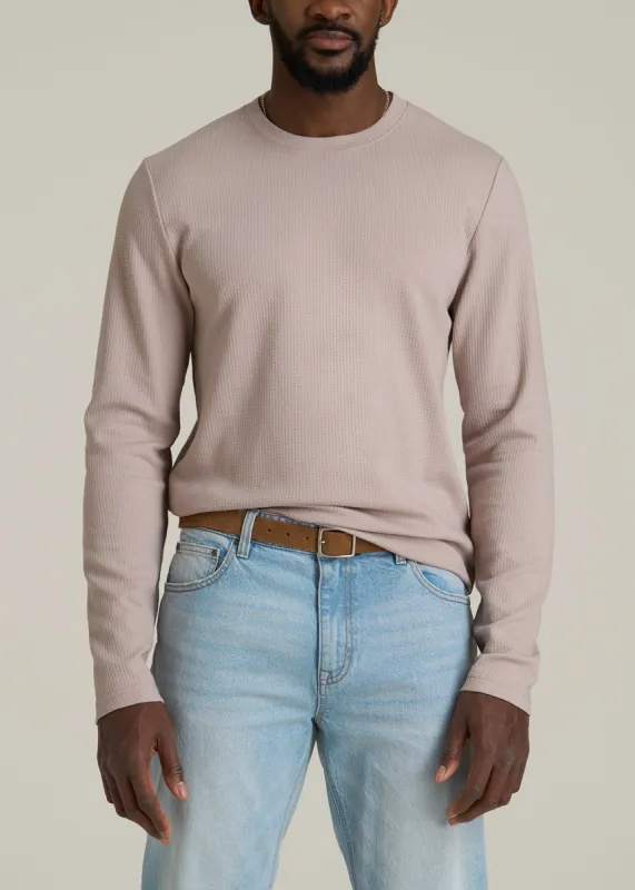 Cloud Knit Waffle Long Sleeve Tee for Tall Men in Desert Rose sold by American Tall
