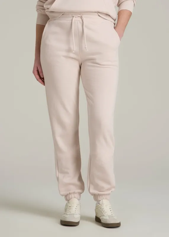 Wearever Fleece Slim Fit High-Waisted Garment Dye Sweatpants for Tall Women in Shell sold by American Tall