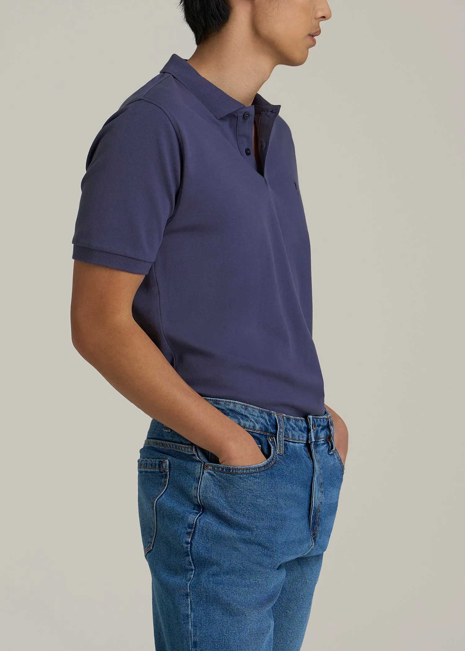 Classic Polo with Embroidered Logo for Tall Men in Future Dusk sold by American Tall product image thumbnail 3