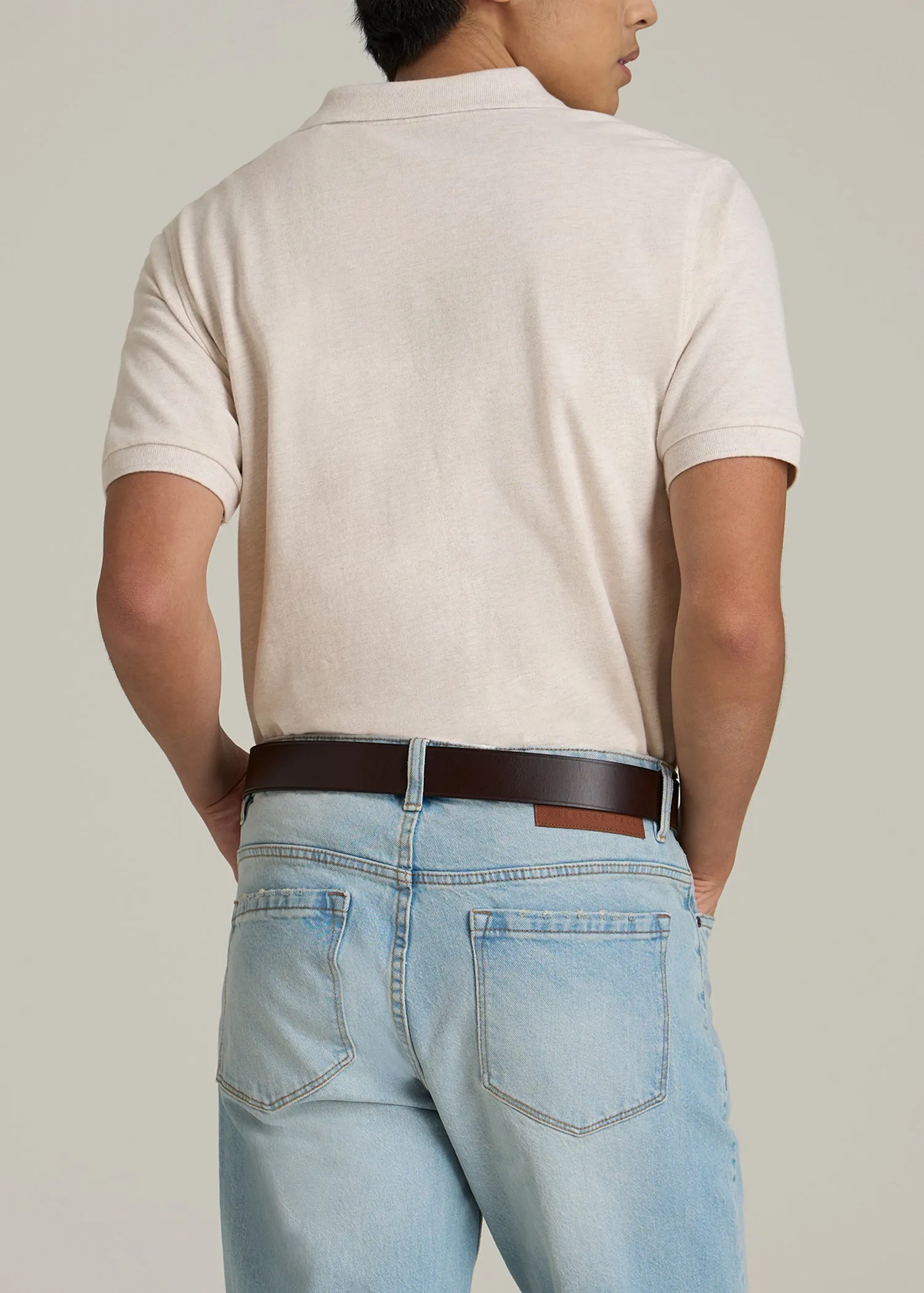 Classic Polo with Embroidered Logo for Tall Men in Heathered Oatmeal sold by American Tall product image thumbnail 5
