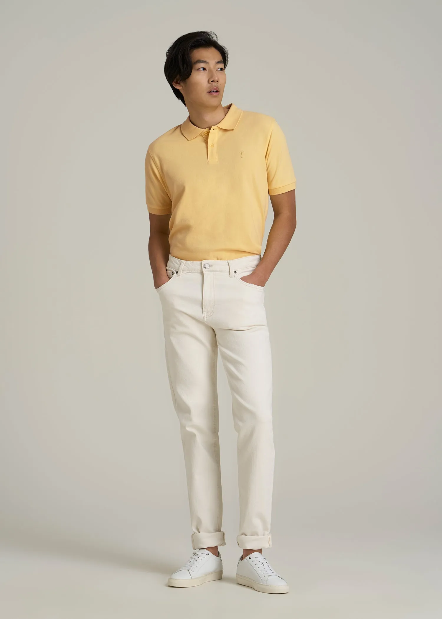 Classic Polo with Embroidered Logo for Tall Men in Lemon Drop sold by American Tall product image thumbnail 4