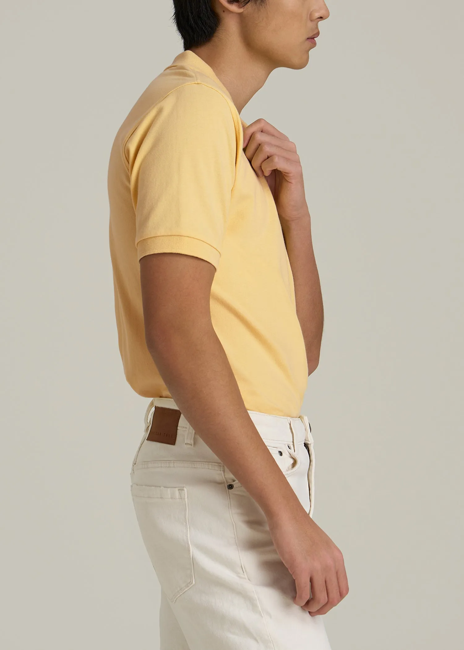 Classic Polo with Embroidered Logo for Tall Men in Lemon Drop sold by American Tall product image thumbnail 3