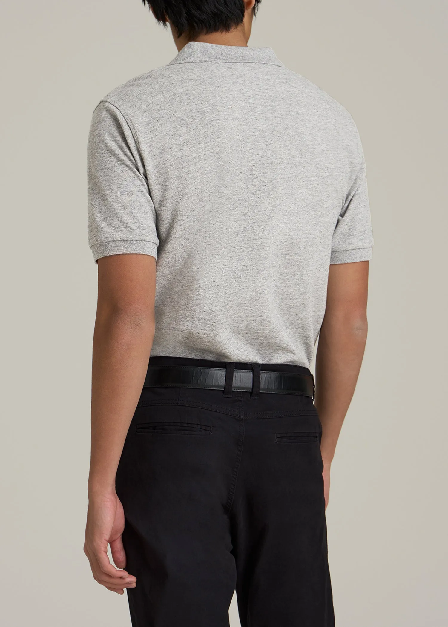 Classic Polo with Embroidered Logo for Tall Men in Heathered Grey sold by American Tall product image thumbnail 5