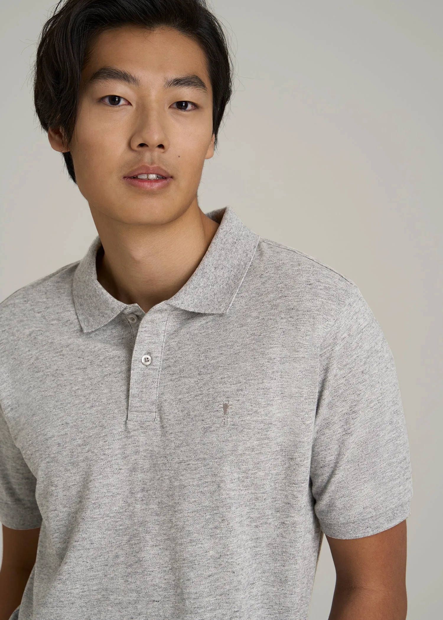 Classic Polo with Embroidered Logo for Tall Men in Heathered Grey sold by American Tall product image thumbnail 2
