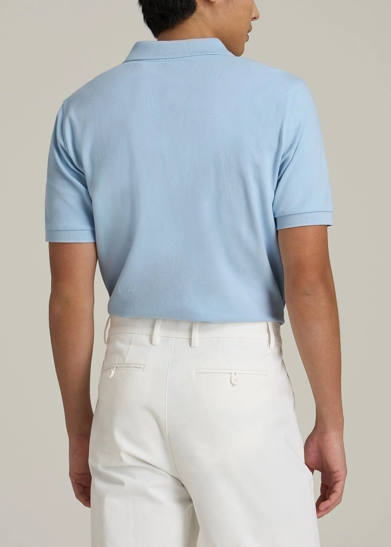 Classic Polo with Embroidered Logo for Tall Men in Ice Blue sold by American Tall product image thumbnail 5