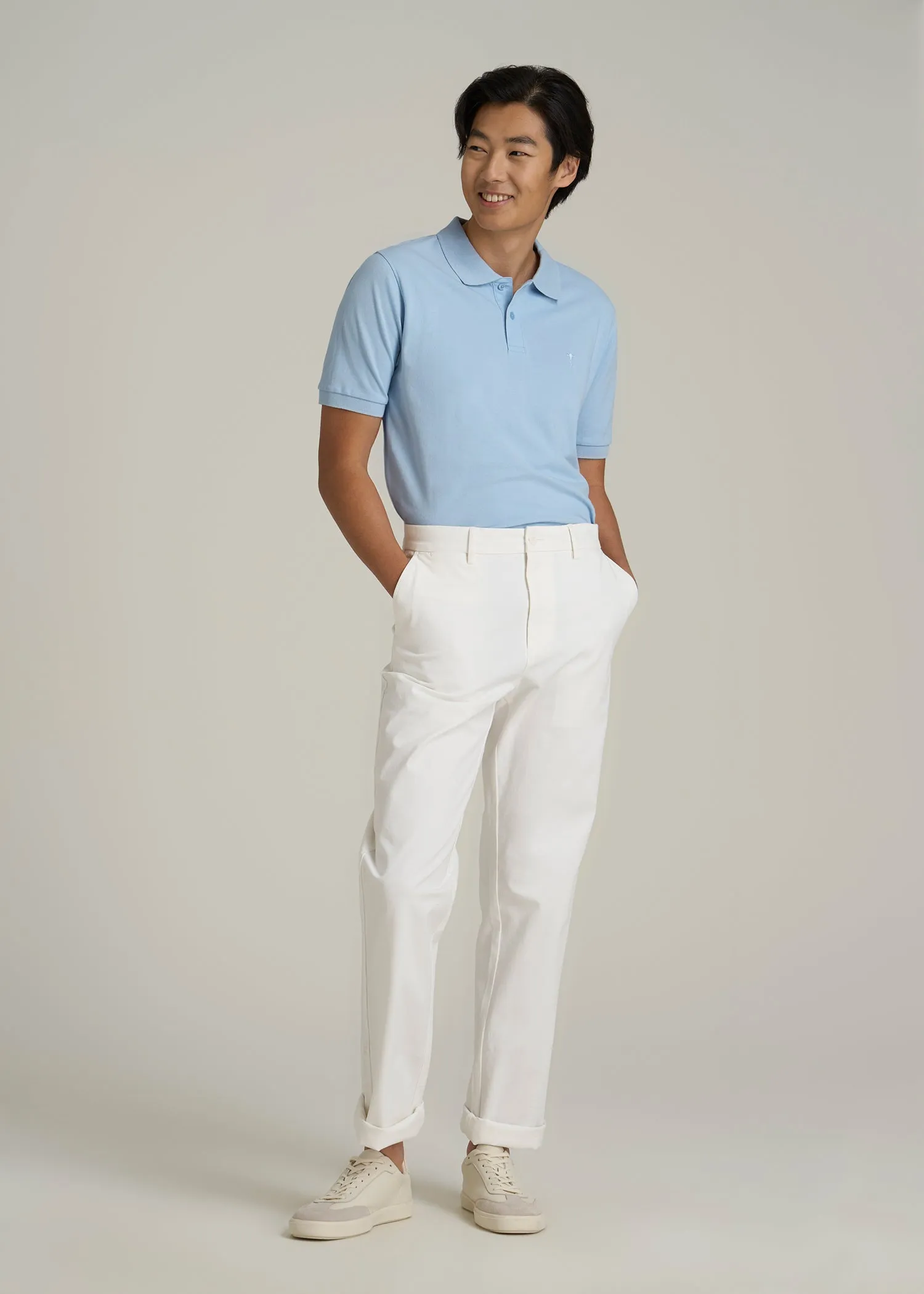 Classic Polo with Embroidered Logo for Tall Men in Ice Blue sold by American Tall product image thumbnail 4