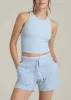 Cropped Ribbed Tank Top for Tall Women in Ice Blue sold by American Tall