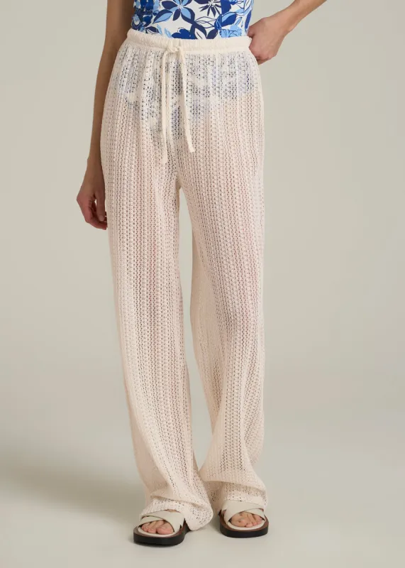 Openwork Knit Pants for Tall Women in Natural sold by American Tall