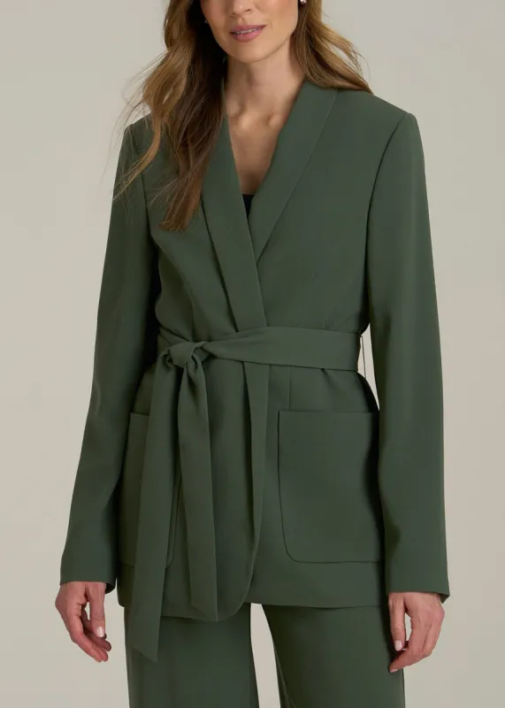 Crepe Wrap Blazer for Tall Women in Climbing Ivy sold by American Tall