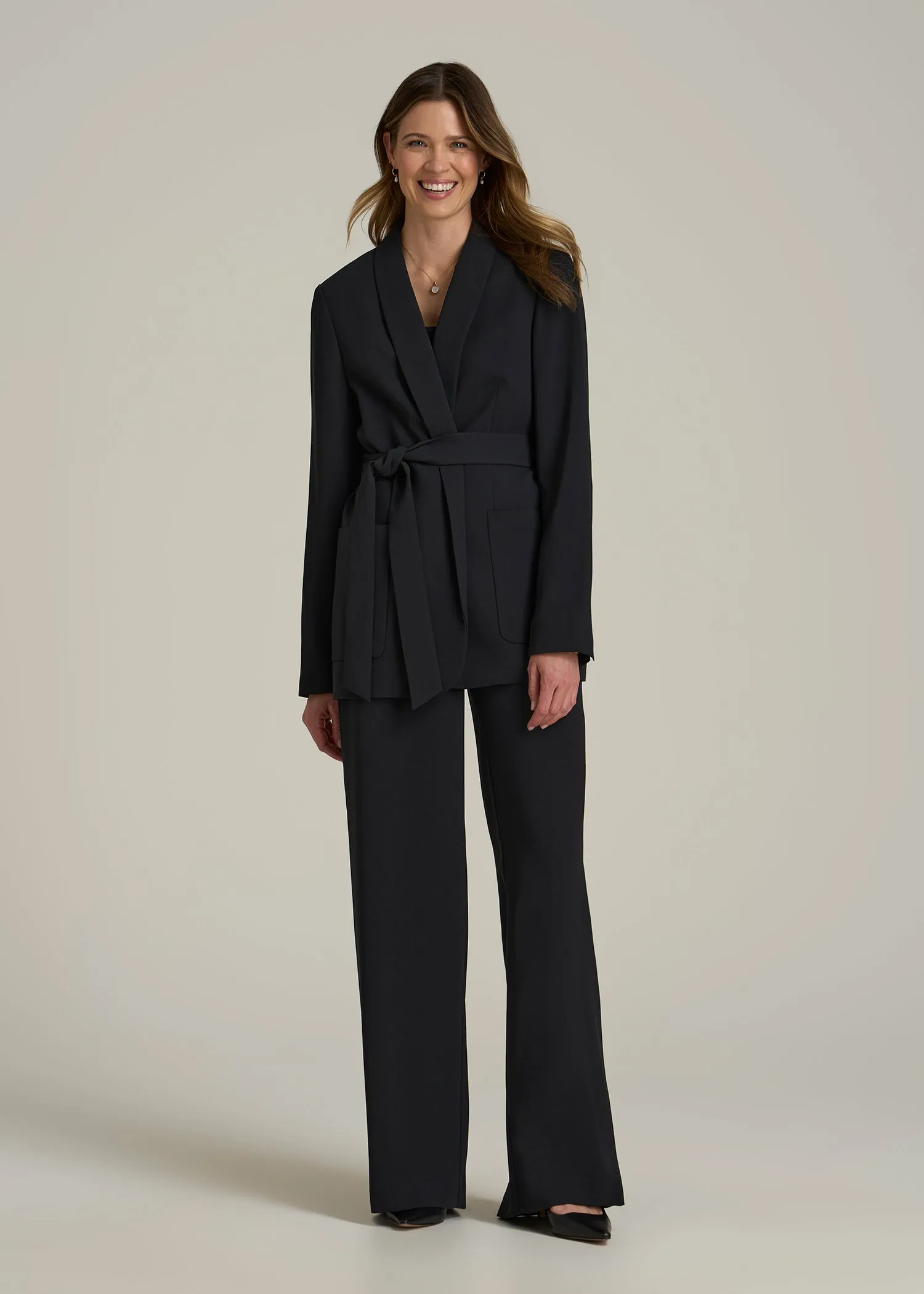 Crepe Wrap Blazer for Tall Women in Black sold by American Tall product image thumbnail 4