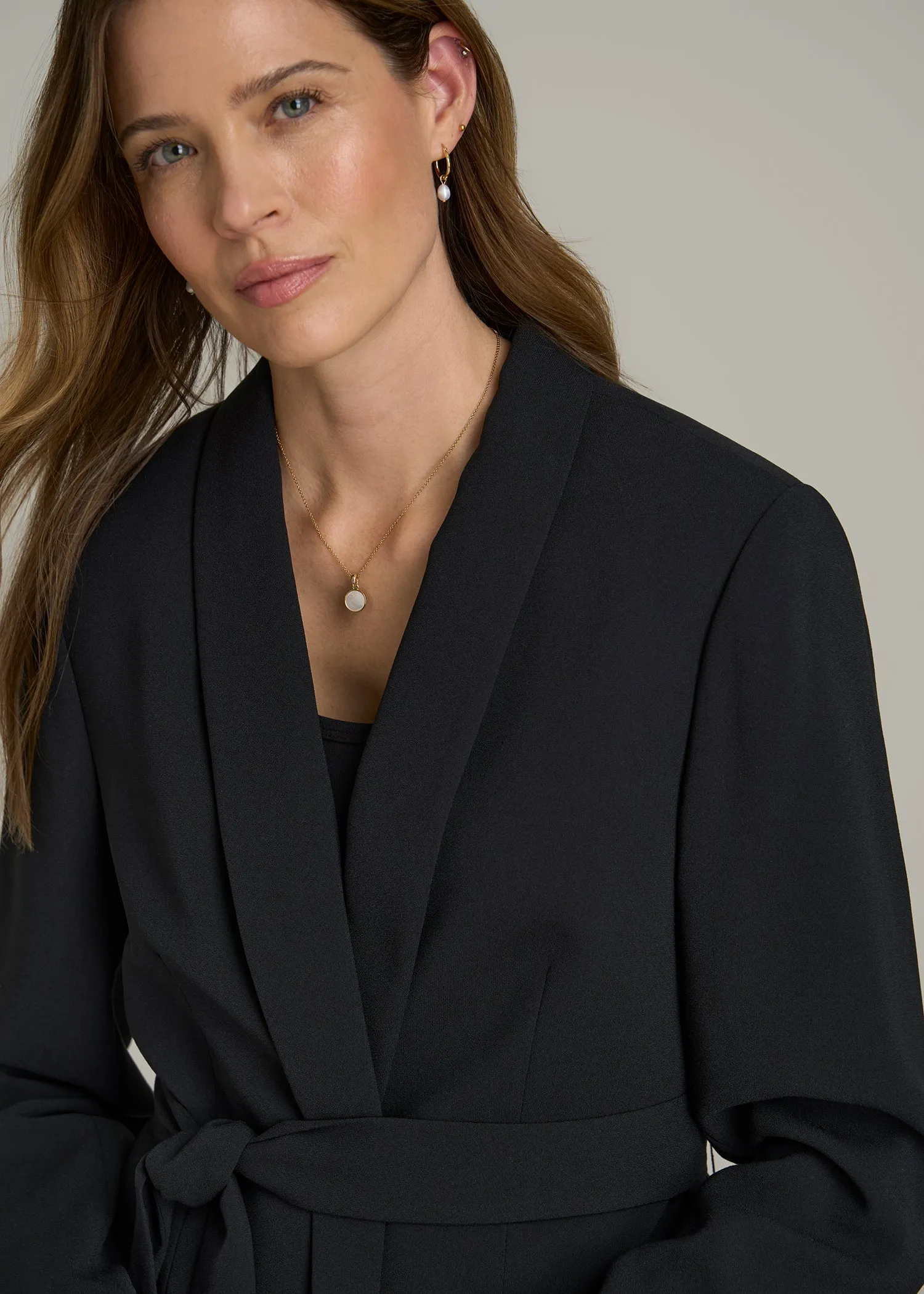 Crepe Wrap Blazer for Tall Women in Black sold by American Tall product image thumbnail 2