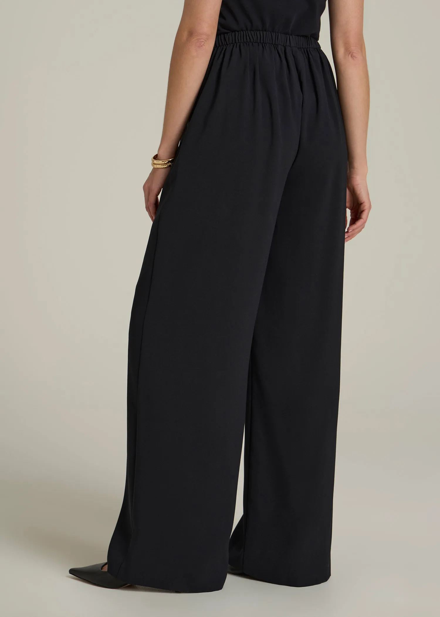 Pull-On Crepe Ultra Wide Pants for Tall Women in Black sold by American Tall product image thumbnail 5