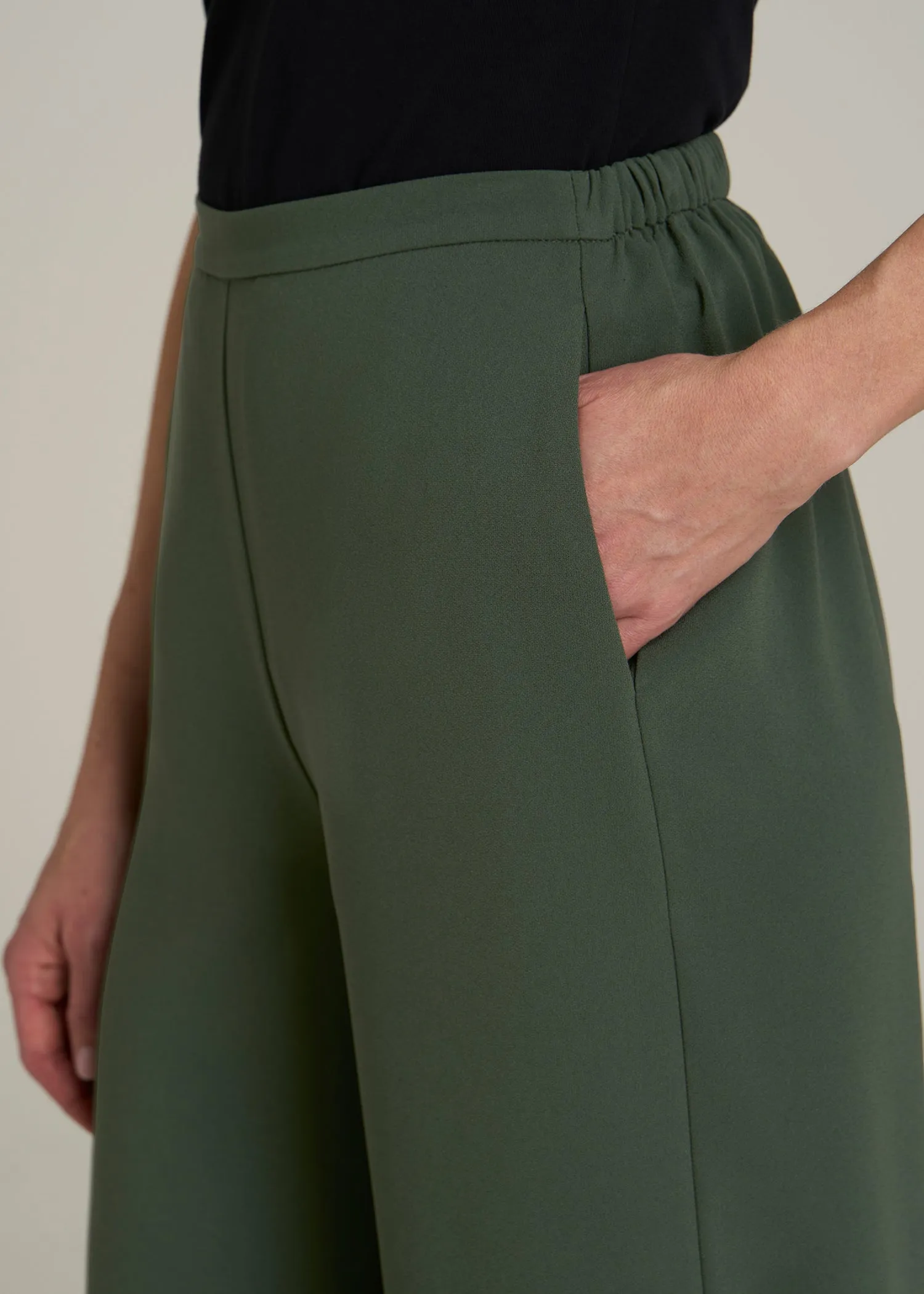 Pull-On Crepe Ultra Wide Pants for Tall Women in Climbing Ivy sold by American Tall product image thumbnail 2